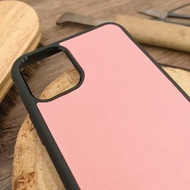 【iPhone手機殼】粉紅色十字紋牛皮/防摔/多款型號/客製化印字