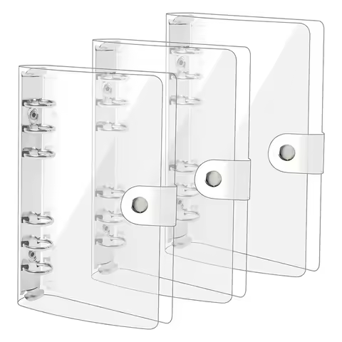 3 Pack A6 Transparent Soft PVC 6 Ring Binder Cover Clear Binder Notebook Cover A6 Binder For Refilla