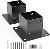 2 Pack Pergola Post Base 4x4 (Actual: 3.5x3.5 Inch), Heavy Duty Post Anchors Wood Post Support Kit, 