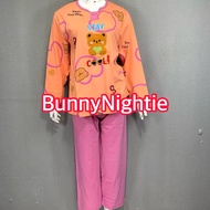 BP010 PP Daililan Ukuran Jumbo Baju Tidur Wanita Dewasa Lengan Panjang Celana Panjang Piyama Wanita 