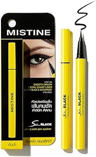 Mistine So Black Liquid Eyeliner All Day Smudgeproof,Waterproof Eyeliner with Precise Flex Tip,Ultra-Silky Formula,Quick Drying Black Eyeliner,Vegan &amp; Cruelty-Free,Dermatologist Tested,1 Count