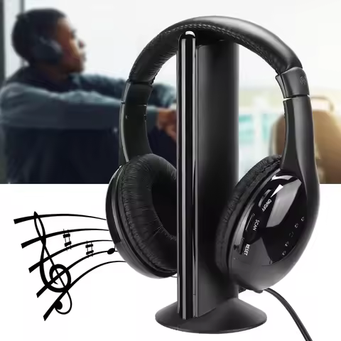 5 in 1 FM Wireless Headset Built‑in Microphone Earphone Headset with Charging Stand Wireless Earphon
