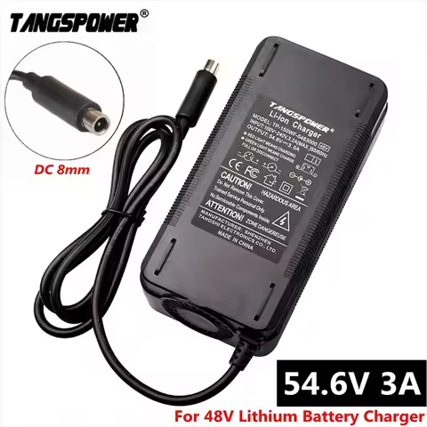 54.6V 3A Li-ion Battery Charger For 13Series 48V Lithium Battery Pack Charger DC 8MM Connector 150W 