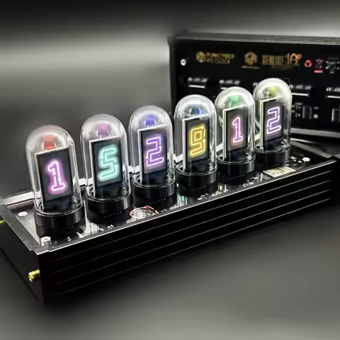Retro Nixie Tube Metal Desk Clocks Luxury Electronic Table Clocks Living Room Desktop Ornament Home 
