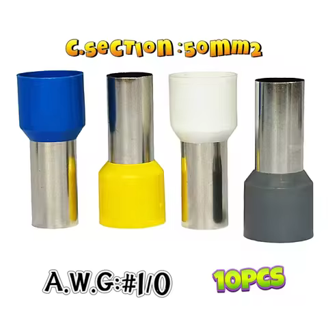 Wire Insert 50mm² Starfix,A.W.G#1/0 (Per 10PCS) End Connector,Insulated Ferrules Cable Lug,Copper Co