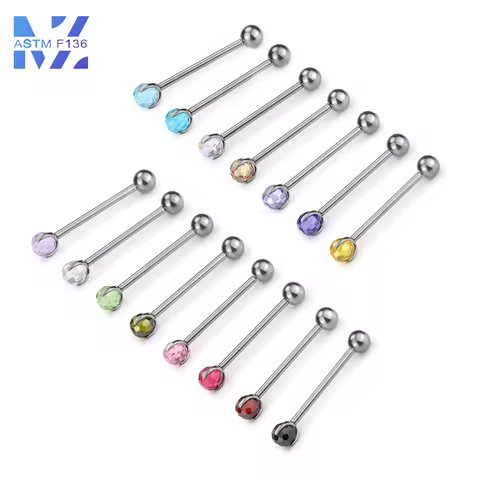 F136 Titanium 14G Super Flash Bounce Ball Tongue Nail G23 Small Light Bulb Internal Thread Straight 