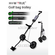 HOT 4 Wheel HOW TRUE Quick Open Foldable Golf Bag Push Cart Portable Trolley Aluminum Alloy Trolly w