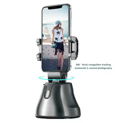 Smartphone gimbal stabilizer, 360 degree rotating intelligent tracking bracket, AI facial recognitio
