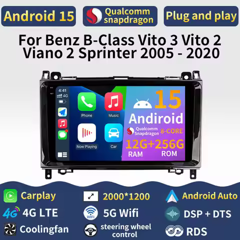 Android 15 Carplay For Benz B-Class Vito 3 Vito 2 Viano 2 Sprinter 2005 - 2020 Audio 5G WIFI Player 