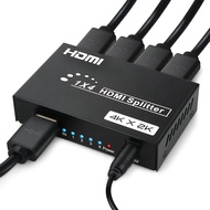 HDMI Splitter 1 in 4 Out, 4Kx2K @ 30Hz HDMI Splitter 1x4 Audio Video Distributor Support 3D Duplicat