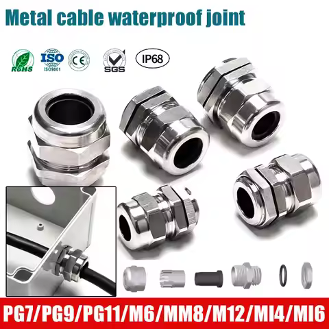 IP68 PG9 PG7 PG11 M6 M8 M10 M12 Cable Gland for 1-14mm Wire Cable Stainless Steel Metal Waterproof C