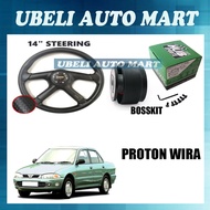 PROTON WIRA 14'' MOMO STEERING WHEEL 4 KAKI WITH BOSSKIT SET READY STOCK