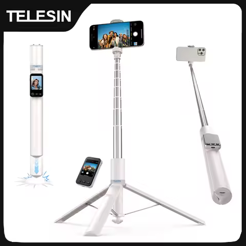 TELESIN 1.7M Screen Monitor Remote Control Wireless Bluetooth Selfie Stick Tripod For Smart Phone Ip