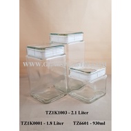 【Ready Stock】1pcs - 1.8L / 2.1L Square Jar With Square Glass Lid ~ Airtight Glass Jar / Terrarium Ja