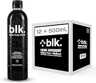 blk. Natural Mineral Alkaline Water, 16.9 oz. (500 mL), 12 Pack, 8 pH Water, Bioavailable Fulvic &amp; Humic Acid Extract, Trace Minerals, Electrolytes to Hydrate, Repair &amp; Restore Cells