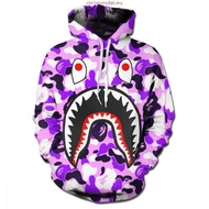 New Comic Cartoon Bape Shark 3D Printing Fun Hoodie Men Fun Hoodie Fashion Casual Pullover Streetwea