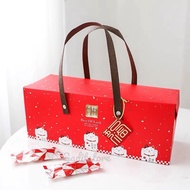New Year Creative Portable Upscale Gift Box for Cookies/Snowflake Nougat Cake/Candy/Door Gift/Red Box With Handle
