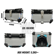 EMS Aluminium Top Box Series 28L 32L 45L 55L 65L Motorcycle Kotak Motosikal Peti