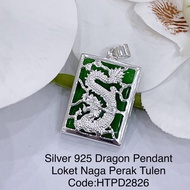 Pendant Dragon Jade Silver 925/Jade Loket Naga Perak 925