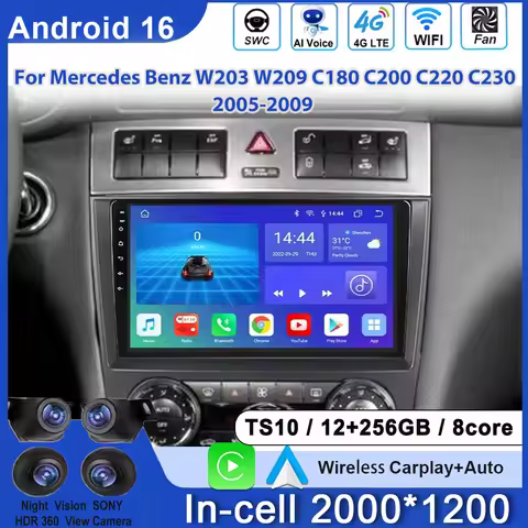 Car Radio For Mercedes Benz W203 W209 C180 C200 C220 C230 2005-Android Auto Stereo Multimedia Player