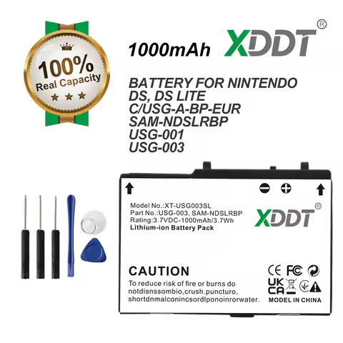 XDDT 1000mAh Battery For Nintendo:DS,DS Lite,C/USG-A-BP-EUR,SAM-NDSLRBP,USG-001,USG-003,1000mAh/3.7W