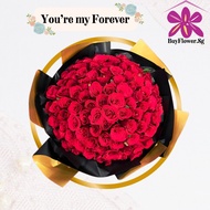[BuyFlower.sg]99 Fresh Roses Bouquet| Different Colours Available |Anniversary| Love| Local Delivery