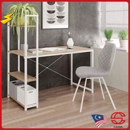 Cassa Maple/White Purplish Desk 115X45CM Office Table Study Table with Book Shelf 3 Tier Meja Tulis Sekali Rak 3 Tingkat