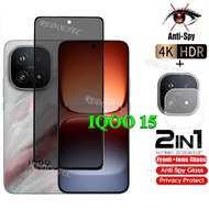 IQOO 15 Private Tempered Glass Anti-Spy Full Cover Full Glue Screen Protector Anti Peek 2in1 Privacy