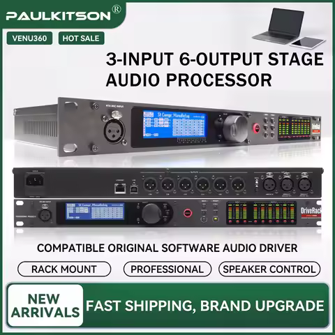 Paulkitson VENU360 3In 6Out Rack‑Mount DSP Audio Processor, Speaker Management System PC EQ Tuning f