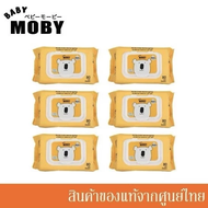 Baby Moby ผ้าเปียก 99.9% เพียววอเตอร์ (ยกลัง 12 ห่อ) 80 แผ่น/ห่อ แพ็คสุดคุ้ม ทิชชู่เปียก