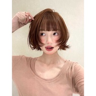 Wig Female Headgear Layered Short Hair hanni Same Style Girly Feel Full Wig Orange Brown cos Bobo He