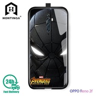 Hontinga สำหรับ เคสโทรศัพท์ เคส OPPO Reno 2F กรณีมหัศจรรย์ล้างแค้นซูเปอร์ฮีโร่ S pider-Man reno2 F ไกลจากบ้านนุ่มขอบกรณีมันวาวเดอร์แมนกระจกนิรภัยโทรศัพท์กรณีปกหลังปลอก