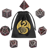 DND Metal Dice Set, 7-Piece Polyhedral Metal Dice, Role Playing Board Game Accessories, D&D Gifts wi