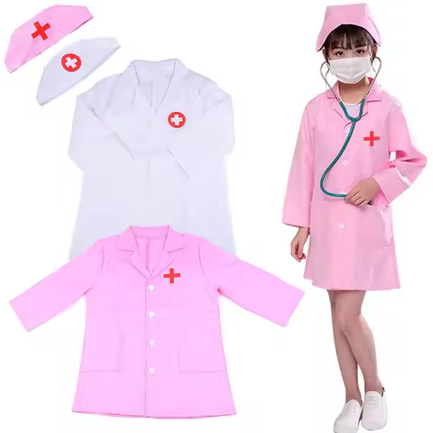 1set Children Cosplay Doctor Uniform Nurse Uniform Kids Creative Pretend Toys Role Playing Doctor To