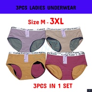 3 Pcs Ladies Briefs Seluar Dalam Wanita Girls Panties Underwear COTTON SIZE : M - 3XL 7728 ( U924 )