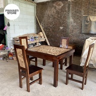 Meja makan minimalis kayu jati 4 kursi - kayu jati bagus dan tebal