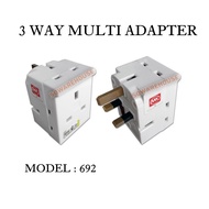 MK 692 with 3 Way 3 Pin Multi Adapter Socket Plug With Fuse 13A SIRIM Approval MK692