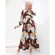 HELENA RIBBON DRESS- Darkbrown