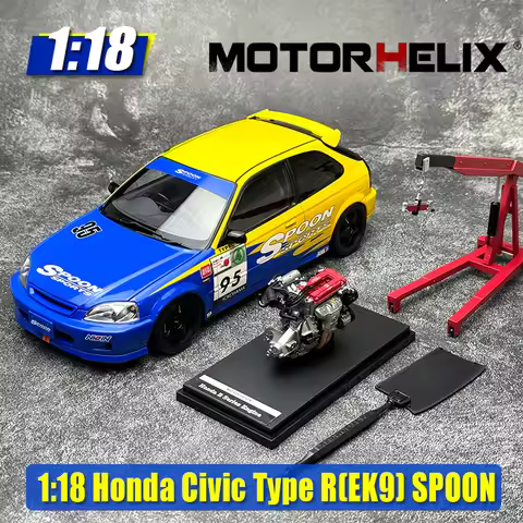 MOTORHELIX MH 1/18 Honda Civic Type R (EK9) SPOON Tuned - Collector's Model Car static decoration co