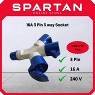 3 Way 16A AMP Plug 3 Pin 240V Waterproof Industrial Core Socket / Multiple Outlet Socket / Soket Ter
