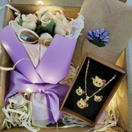 Gift box Ideas Flower Boquet and Jewerly with letter and fairy lights