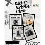 Black Newspaper Glass Frames | Personalized Gift Ideas, Birthday Gift, Monthsary Gift, Anniversary