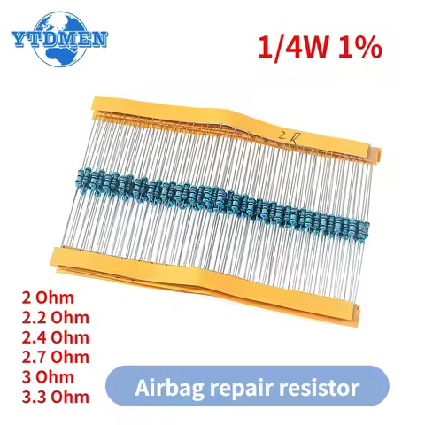 1/4W 1% Metal Film Resistor Car Airbag Repair Resistance 2ohm 2.2ohm 2.4ohm 2.7ohm 3ohm 3.3ohm 6 Typ
