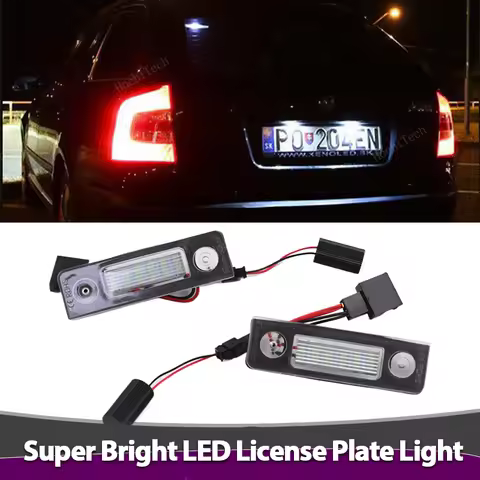 2Pcs Canbus Car LED Number License Plate Light for Skoda Octavia MKII 1Z A5 Facelift Roomster 5J Oct