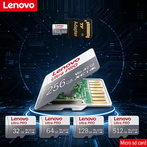 Lenovo Memory SD Card 32GB 64GB 128GB 256GB 512GB Minni Card Flash TF Memory Card Adapter for PC Sma