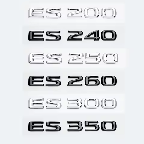 3D Chrome Glossy Black ABS Letters ES200 ES250 ES260 ES300 ES350 ES300h ES350h HYBRID Emblem For Lex