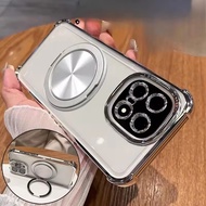 For VIVO IQOO 15 13 12 Pro Case Simple Magnet Stand wireless charge Transparent Air Cushion TPU Skin