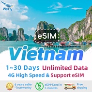 Wefly Vietnam eSIM Unlimited 4G Data 1-30 Days Daily 1GB/2GB Vietnam eSIM card Viettel 24h instant email/Chat delivery