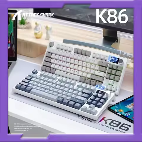 Attack Shark K86 Wireless Mechanical Keyboard - Metal Knob Gasket Mount Hot-Swappable TFT Screen Blu