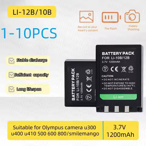 1-10PCS LI-12B/10B Camera Battery 3.7V 1200mAh Rechargeable Suitable for Olympus camera u300 u400 u4